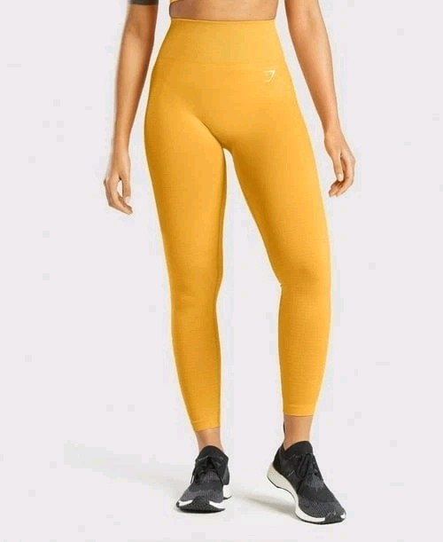 Gymshark Leggings Womens Size S Yellow Marl Vital Seamless 2.0 GLLG5336