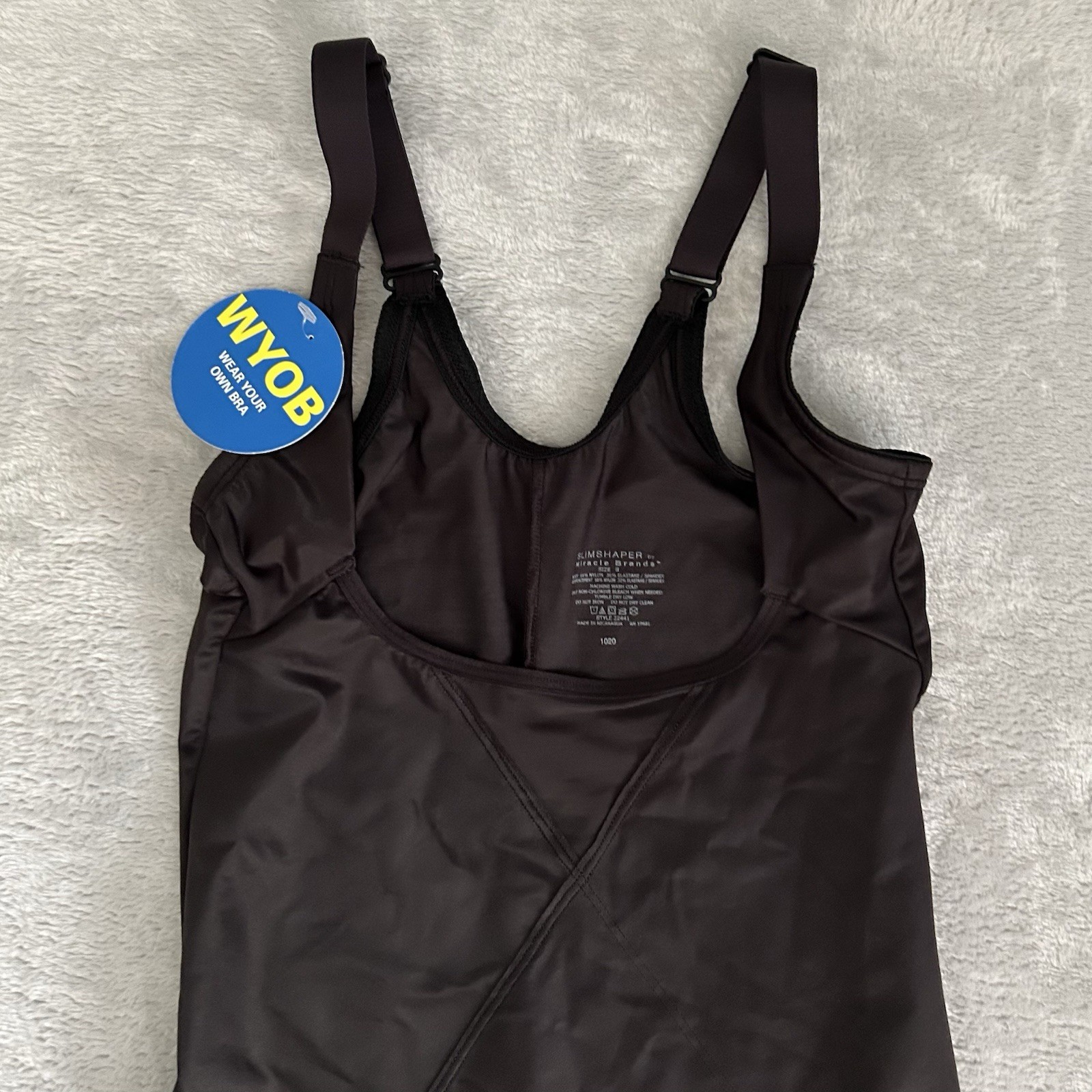 Miracle Brands Slim Shaper SzS Black Wear Your Own Bra Bodysuit Shapewear NWT