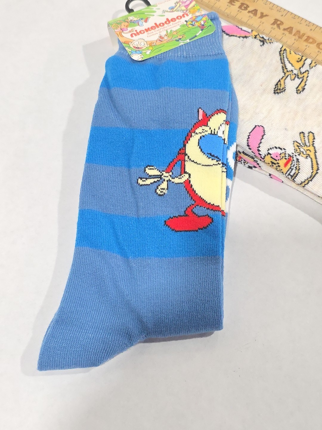 Nickelodeon Ren Stimpy Cartoon Novelty Socks 2 Pairs Unisex Fits Sizes 6-12 NWT