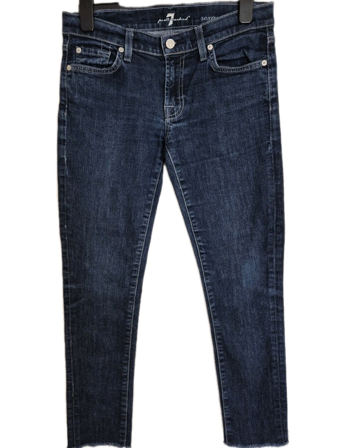 7 for All Mankind jeans Roxanne Ankle Grazer Raw Hem Uk 28W 27in L holiday