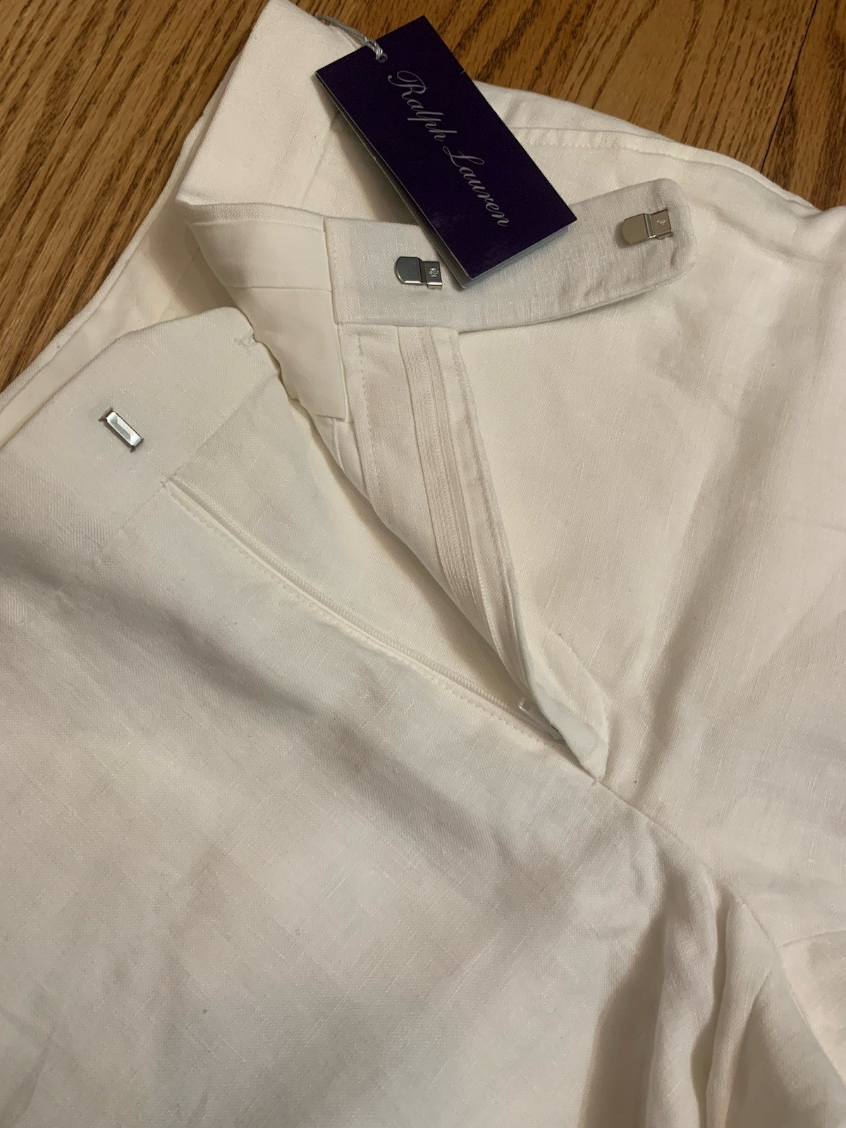 NWT Ralph Lauren PURPLE LABEL LINEN TROUSERS 30×34 SIDE TABS WHITE ITALIAN Pants