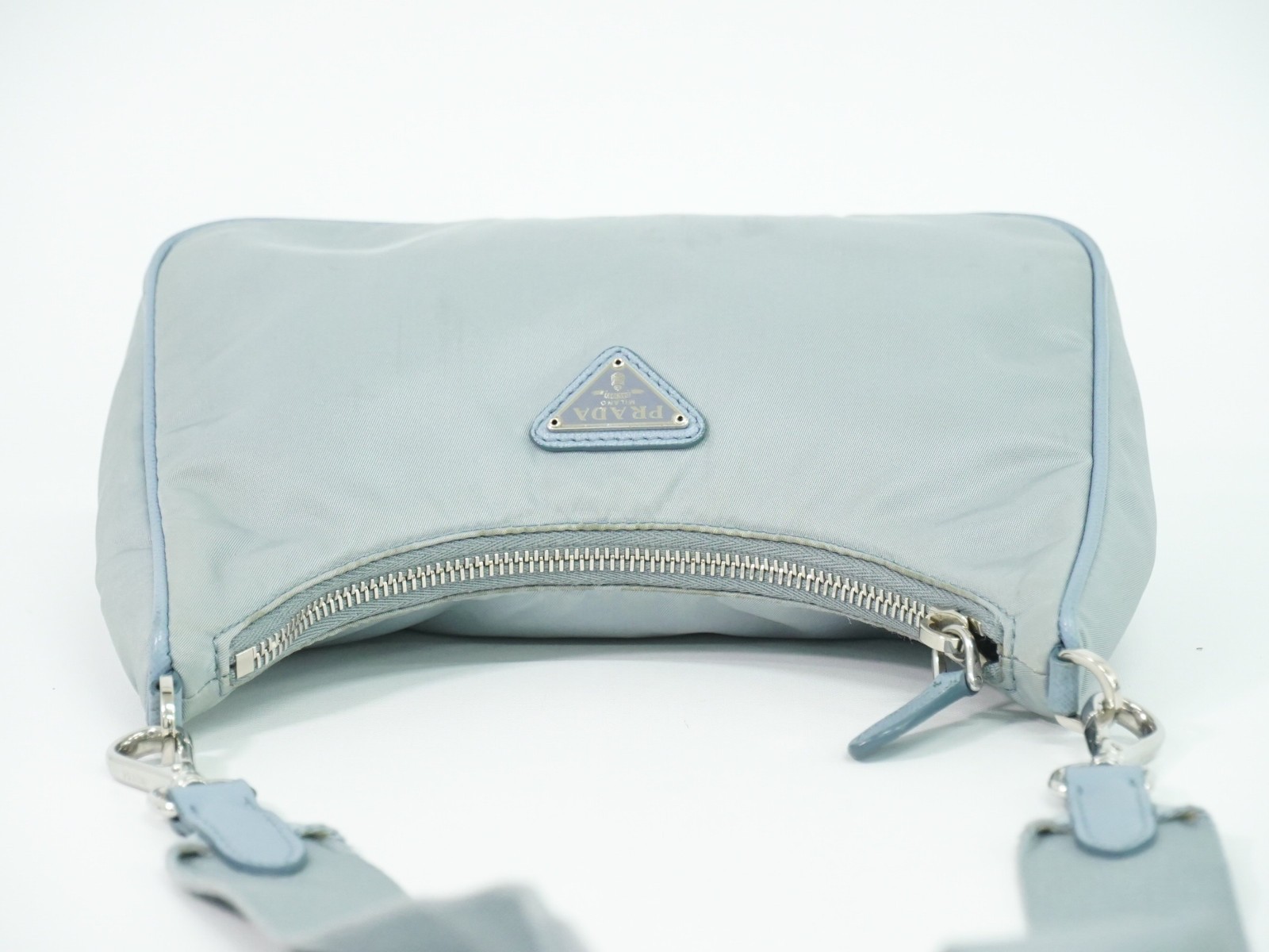 PRADA Re-Edition 2005 Nylon -Shoulder Crossbody Bag Light Blue Silver