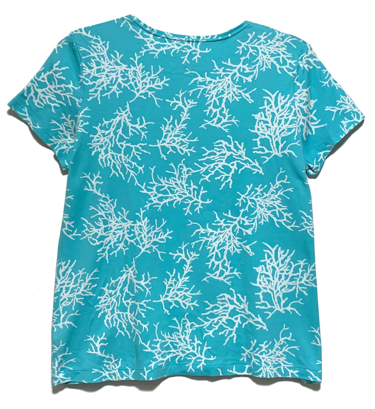 Croft & Barrow Classic Tee Turquoise and White Geometric Print T-Shirt size XL
