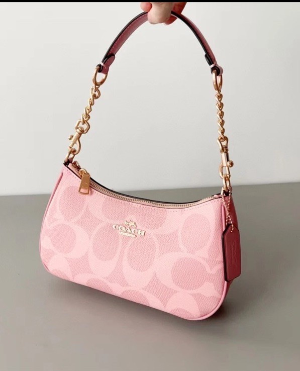 COACH Teri Shoulder Bag In signature canvas/Gold/Powder Pink New CAL51