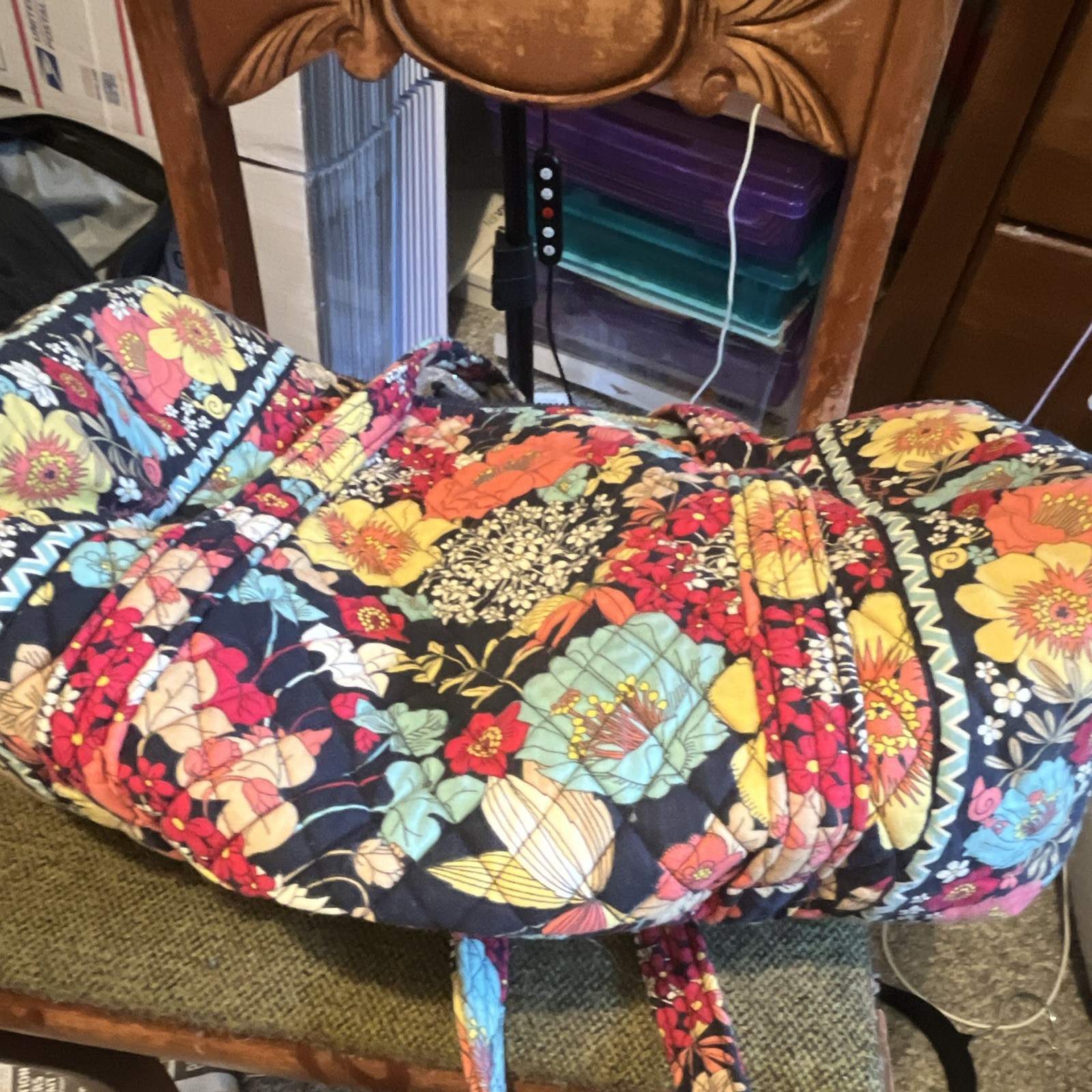 Vera Bradley Multicolor Quilted Floral Large Duffle, Zip, Detachable Strap
