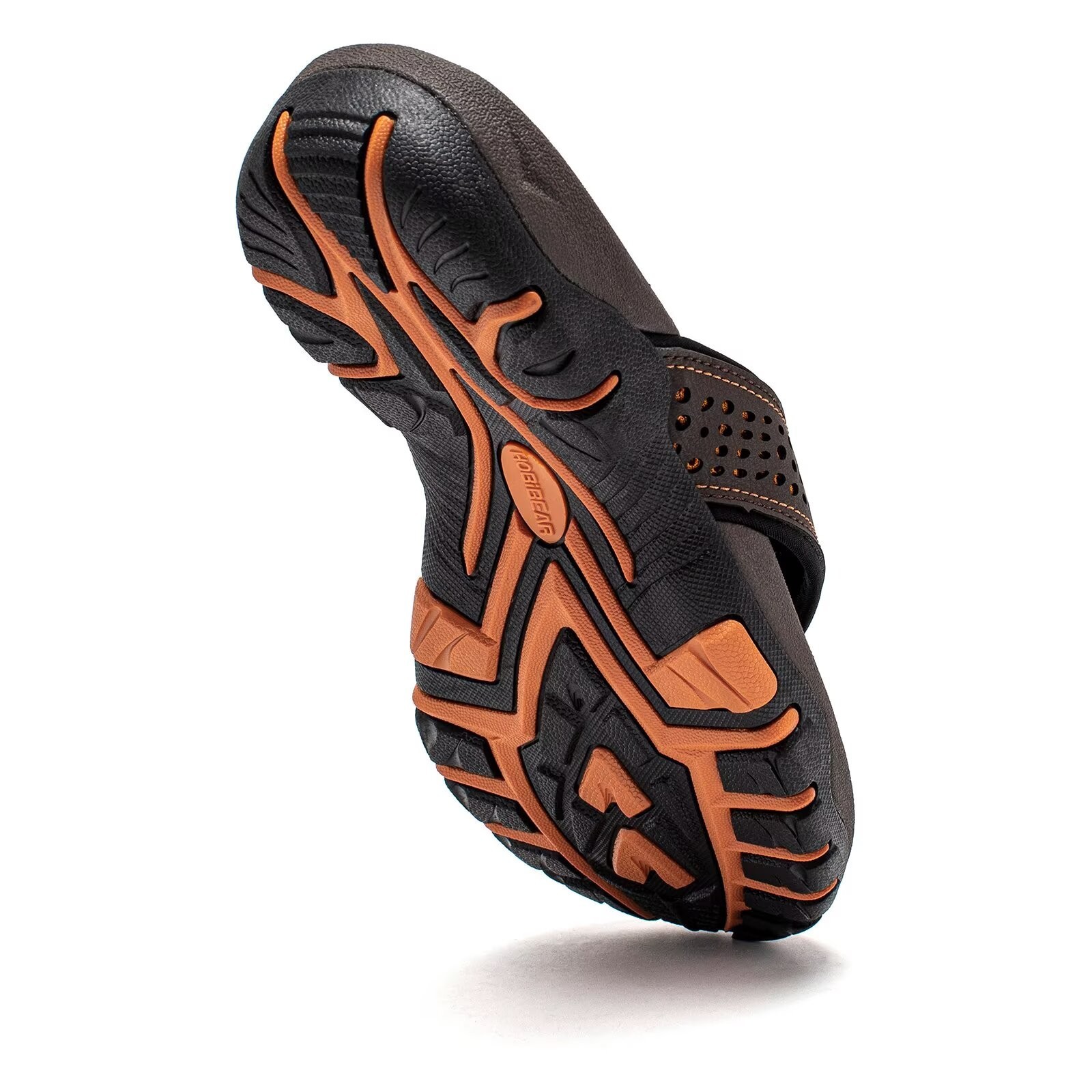 HOBIBEAR Mens Thong Sandals Arch Support Indoor Outdoor Beach Flip Flop Brown