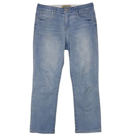 Democracy Ab Technology Light Wash Straight Leg Jeans Womens 6 Elastic Waist