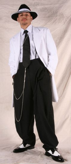 Men’s Zoot Suits Formal Wedding Tuxedos Party Prom White Long Coat Black Pants