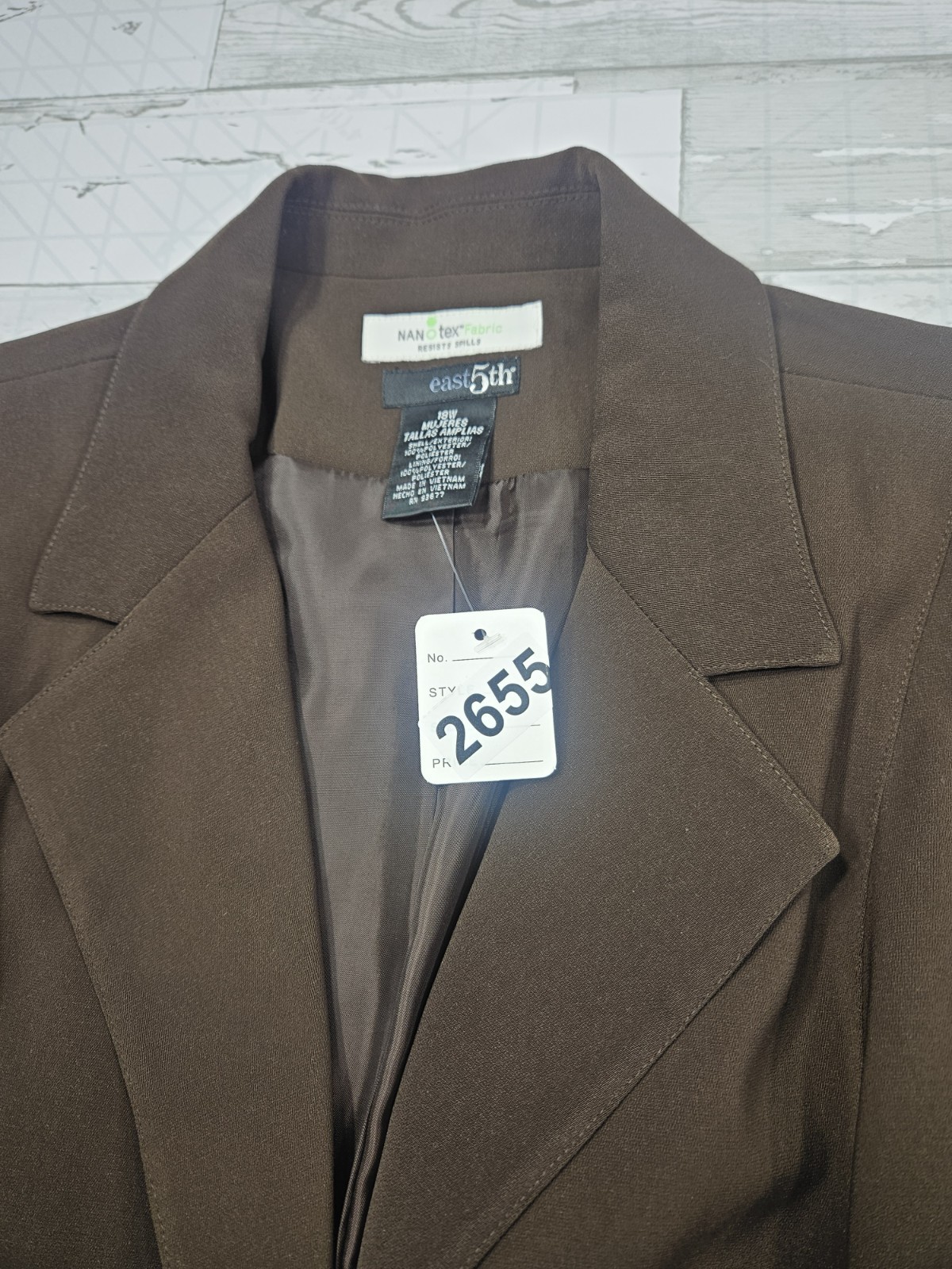 East 5th Womens Plus Size 18W Brown Blazer Nanotex Spill Resistant Fabric