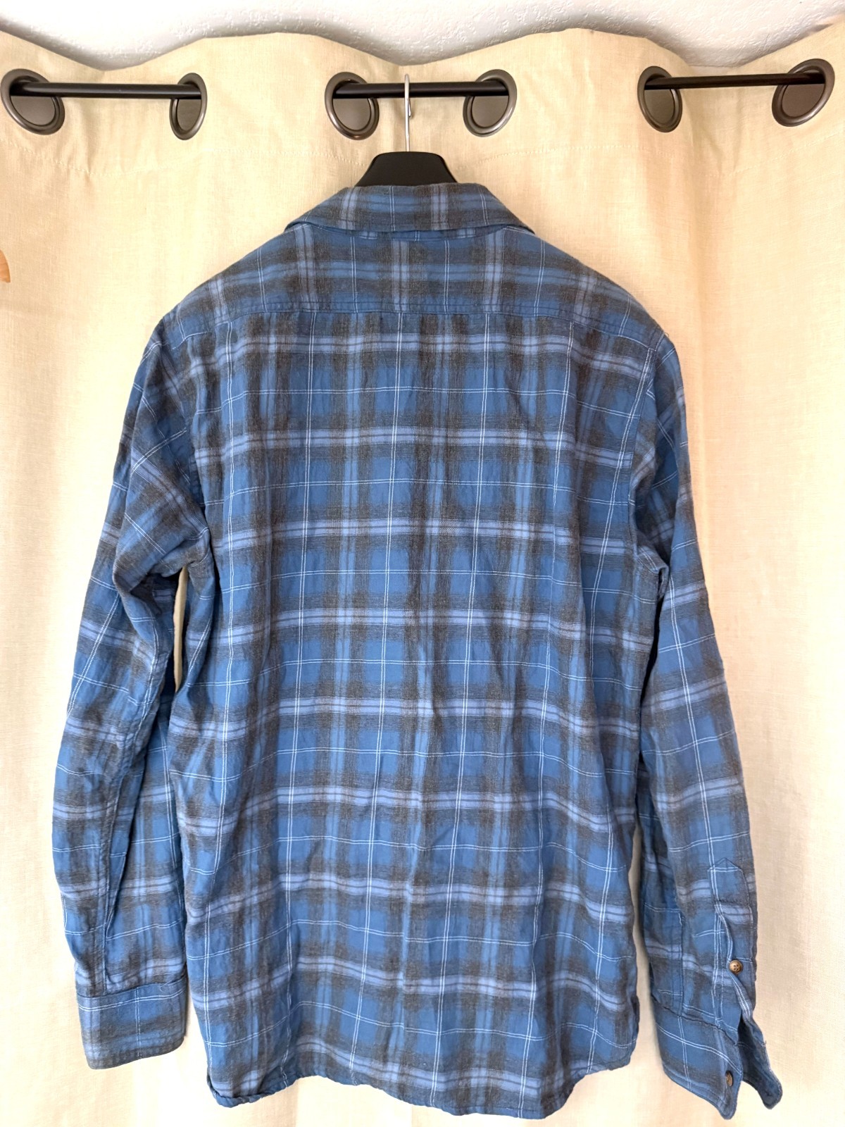 3sixteen – Lightweight Plaid Shirt – Blue Grey Black Check – XL – Made in USA