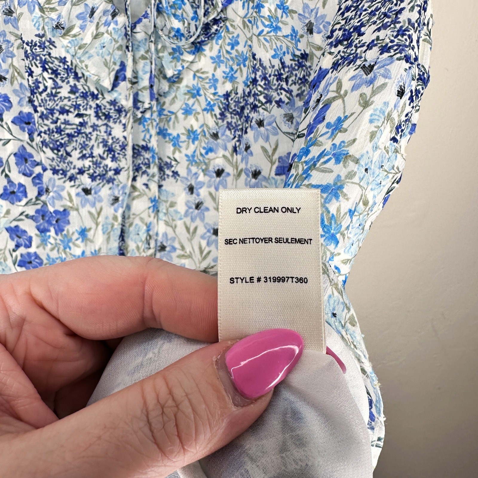 Rebecca Taylor Ava Sleeveless Floral Blue Silk Blend Tie V Neck Blouse Top 8