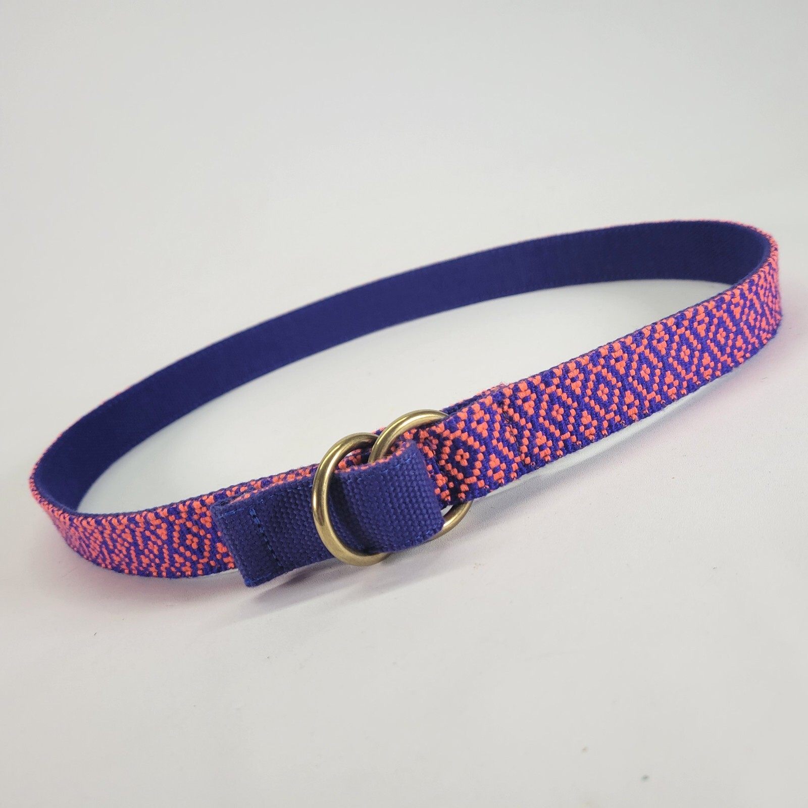 J Crew Belt 28 30 32 34 S Ring Buckle Blue Orange