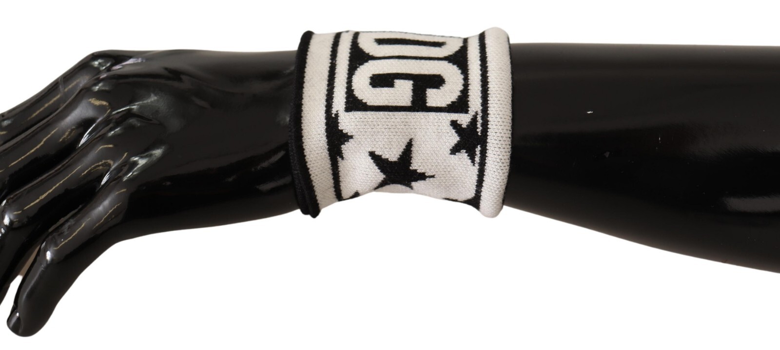 DOLCE & GABBANA Wristband Set White Black Wool Logo #DGMILLENNIALS 8cm x 9cm