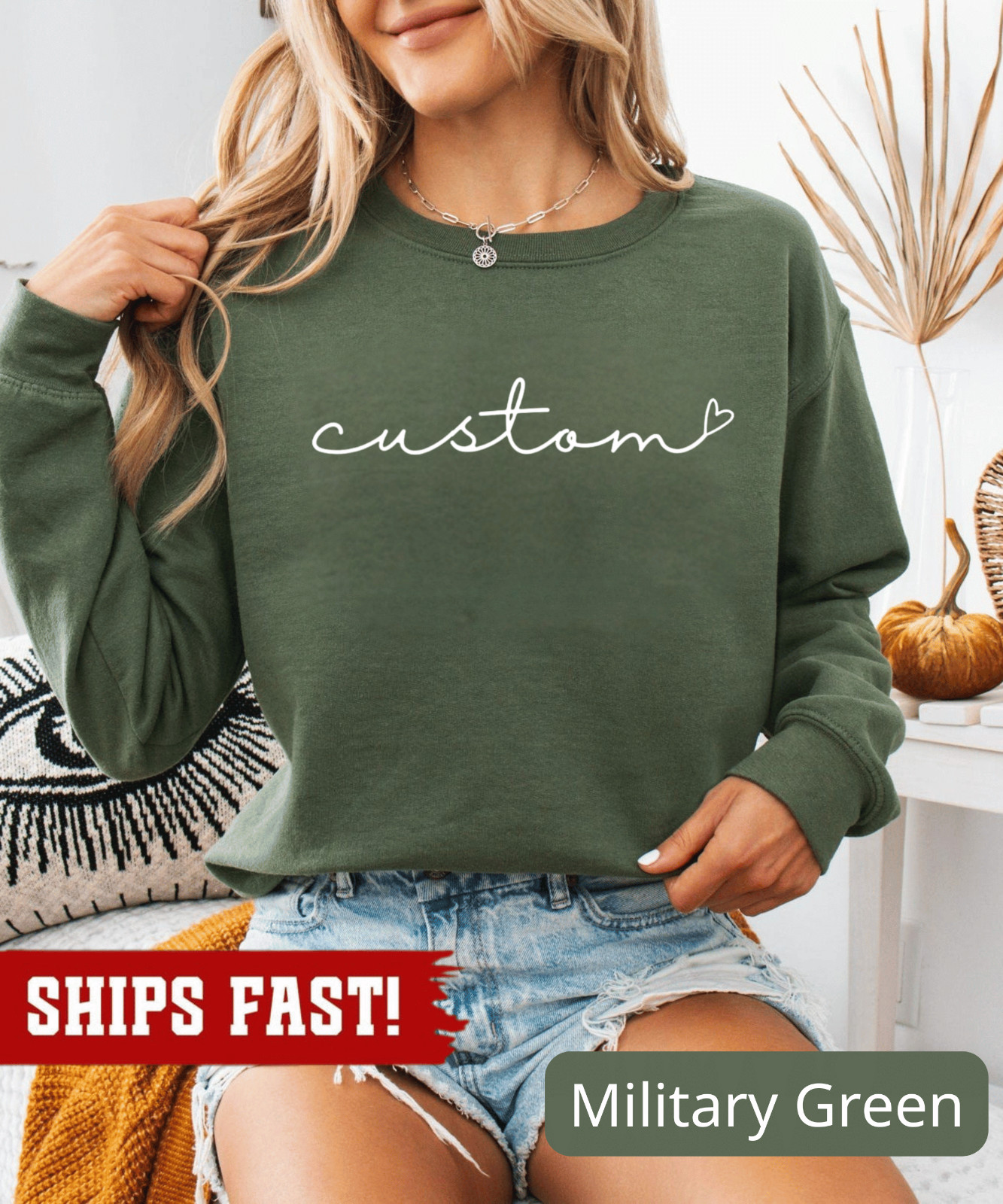 Custom Sweatshirt, Grandparent Customized Pullover, Personalized Cursive Text Cr