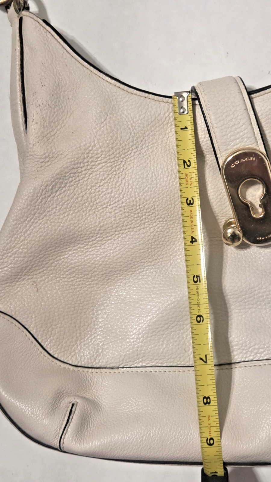 VTG COACH Amber Hobo F48635 Off White Pebbled Leather Shoulder Bag Made in Burma