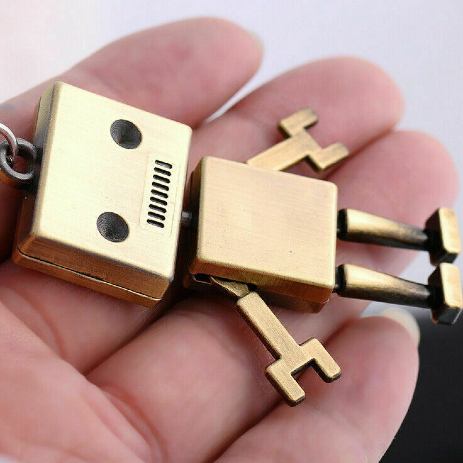 1*Cute Movable Metal Robot Keychain Keyring Key Chain Ring Bag Purse Pendant A