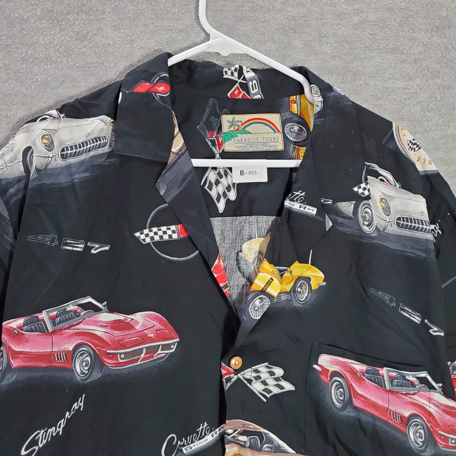 VINTAGE Paradise Found Men Button Up Shirt 2XL Black Classic Cars 90s USA READ