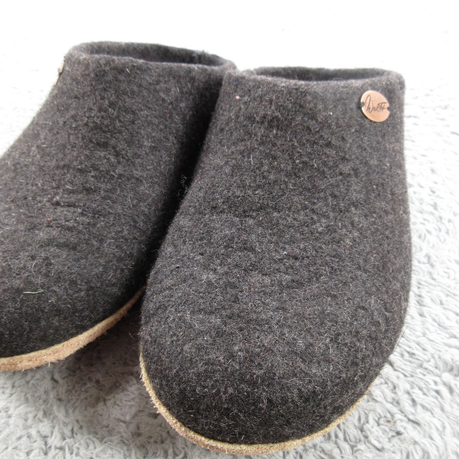 Woolfit Slippers Womens Size 8 Gray Wool Felt Clog Slip On House Shoes Comfort