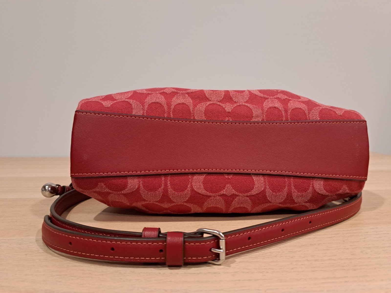 New Authentic Coach Faye Shoulder Bag Signature Logo C Denim CDB93 Silver Red