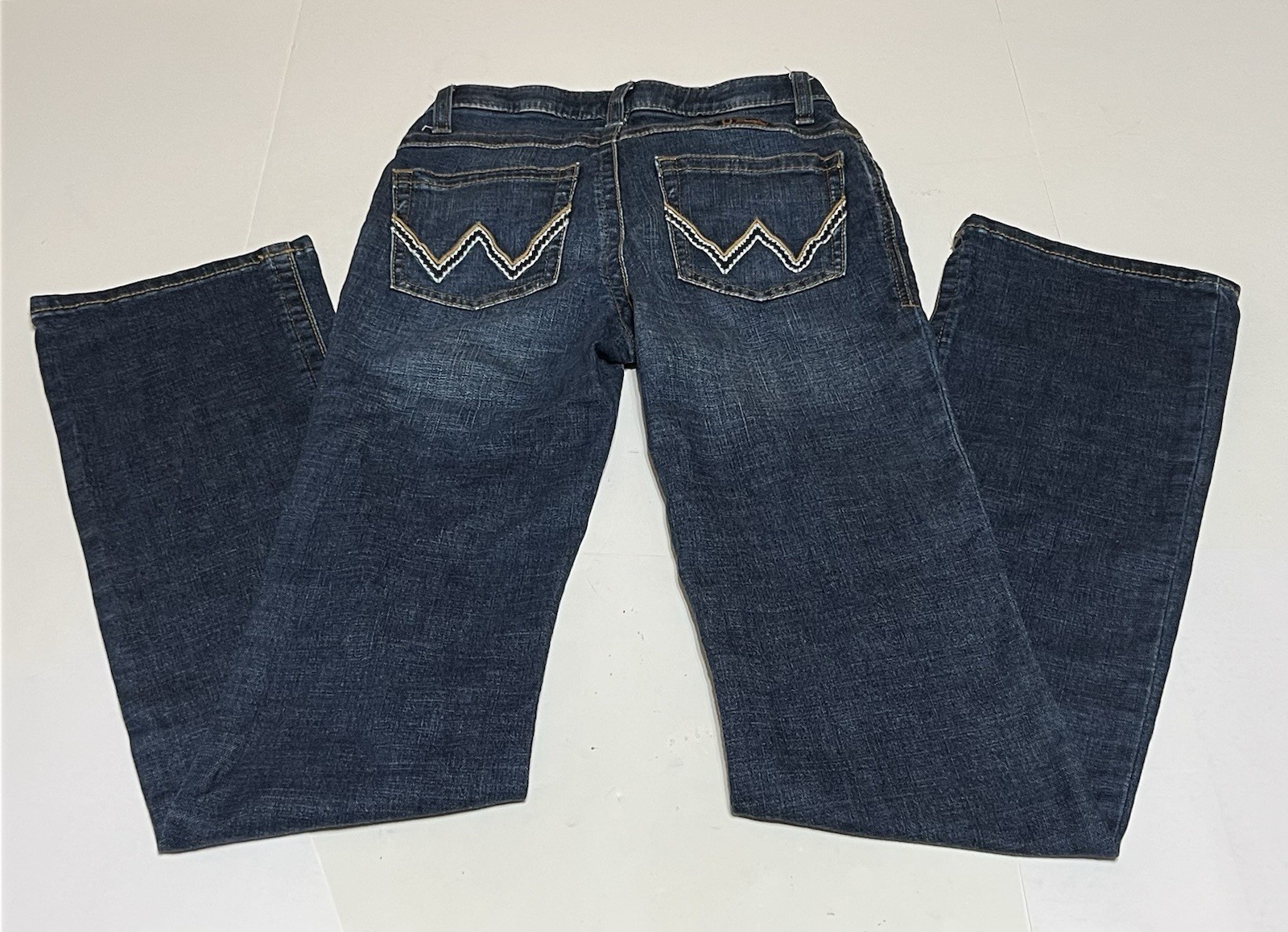 Wrangler Willow Ultimate Riding Jeans Boot Cut Women 7×34 (30×33) Stretch Blue