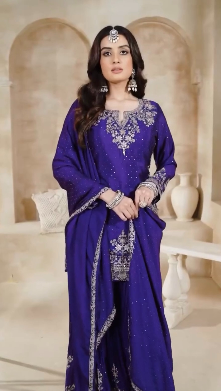 Indian Party Wear Chinon Silk With Embroidery Designer Salwar Kameez Dupatta