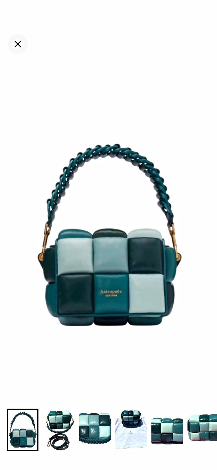 kate spade new york Green Colorblock Padded Shoulder Bag Detachable Strap