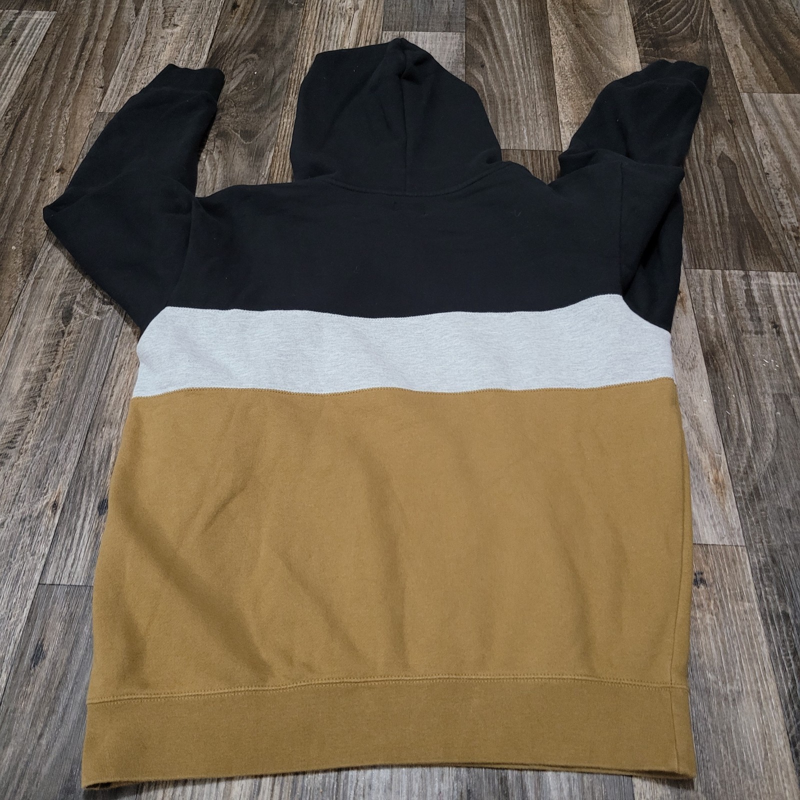 Dark Seas Division Hoodie Mens Medium Black Beige White Logo Pullover Sweatshirt