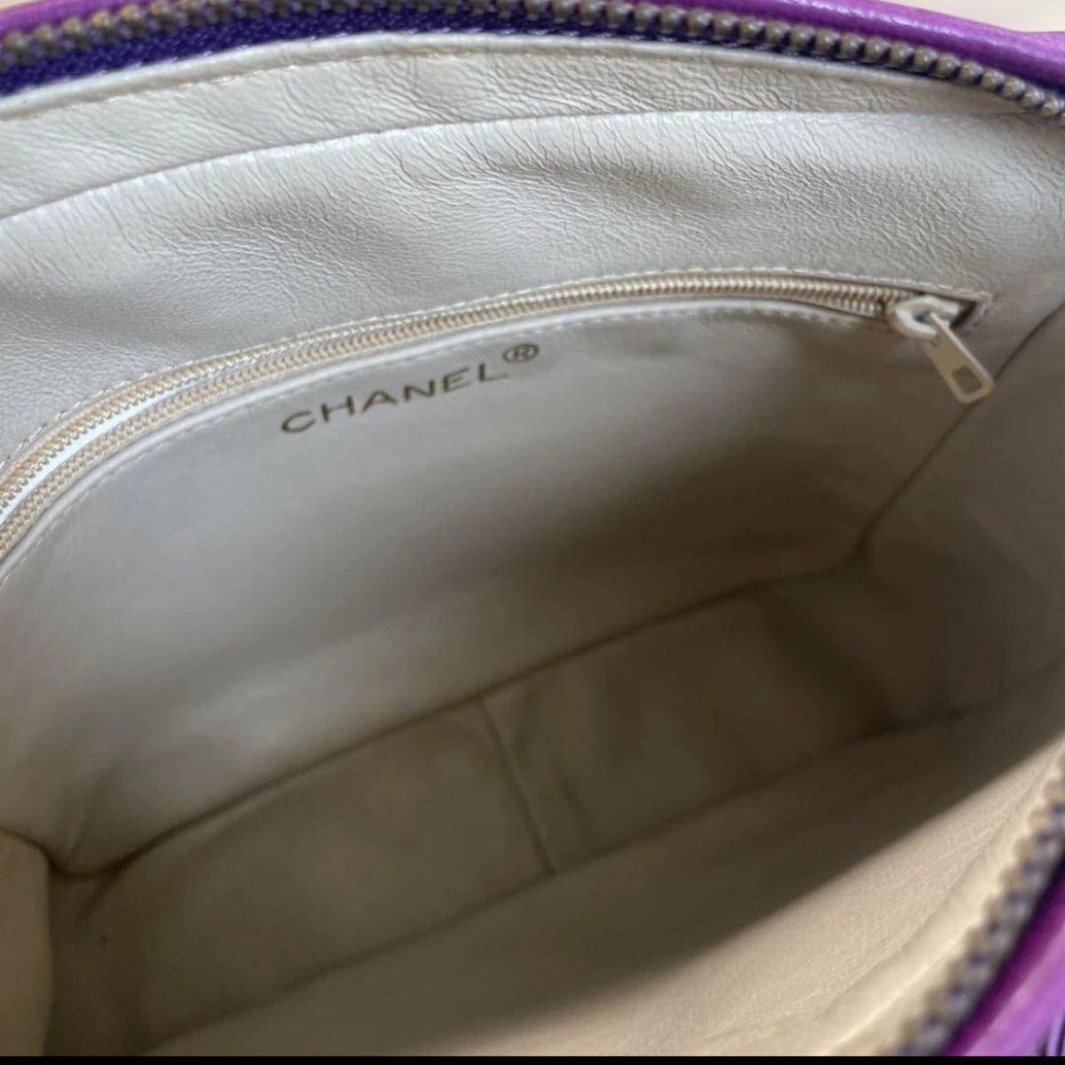 CHANEL Vintage Purple Lambskin Matelasse Tassel Chain Shoulder Bag