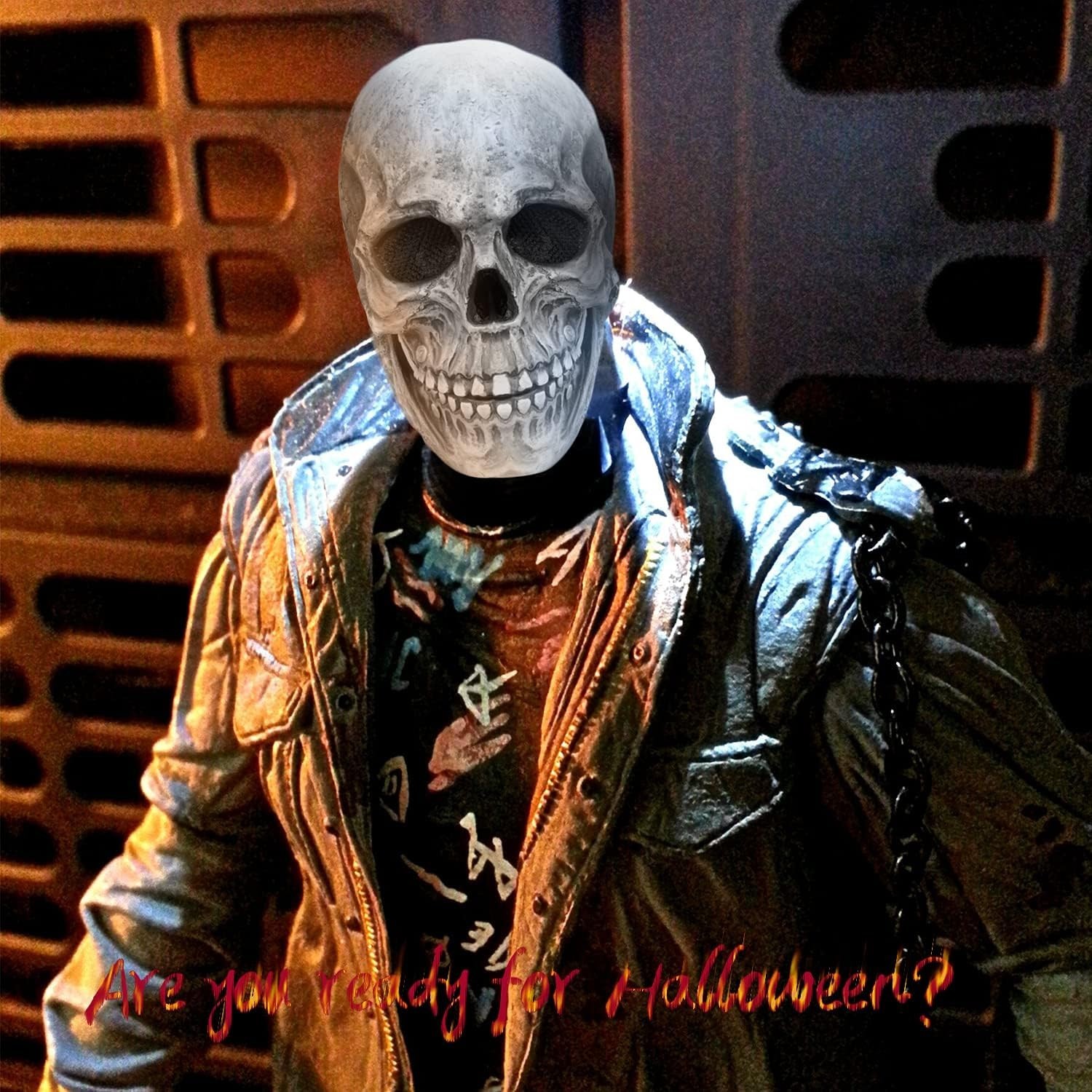 Realistic Full Head Skull Mask with Movable Jaw for Halloween Cosplay, Creepy…