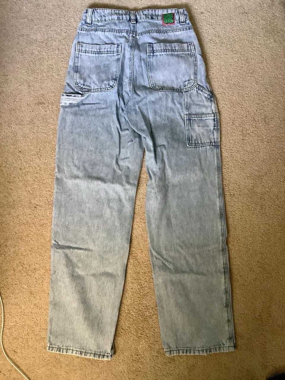 Empyre Women’s Light Wash Blue Denim Straight Cargo Jeans Pockets Size 2