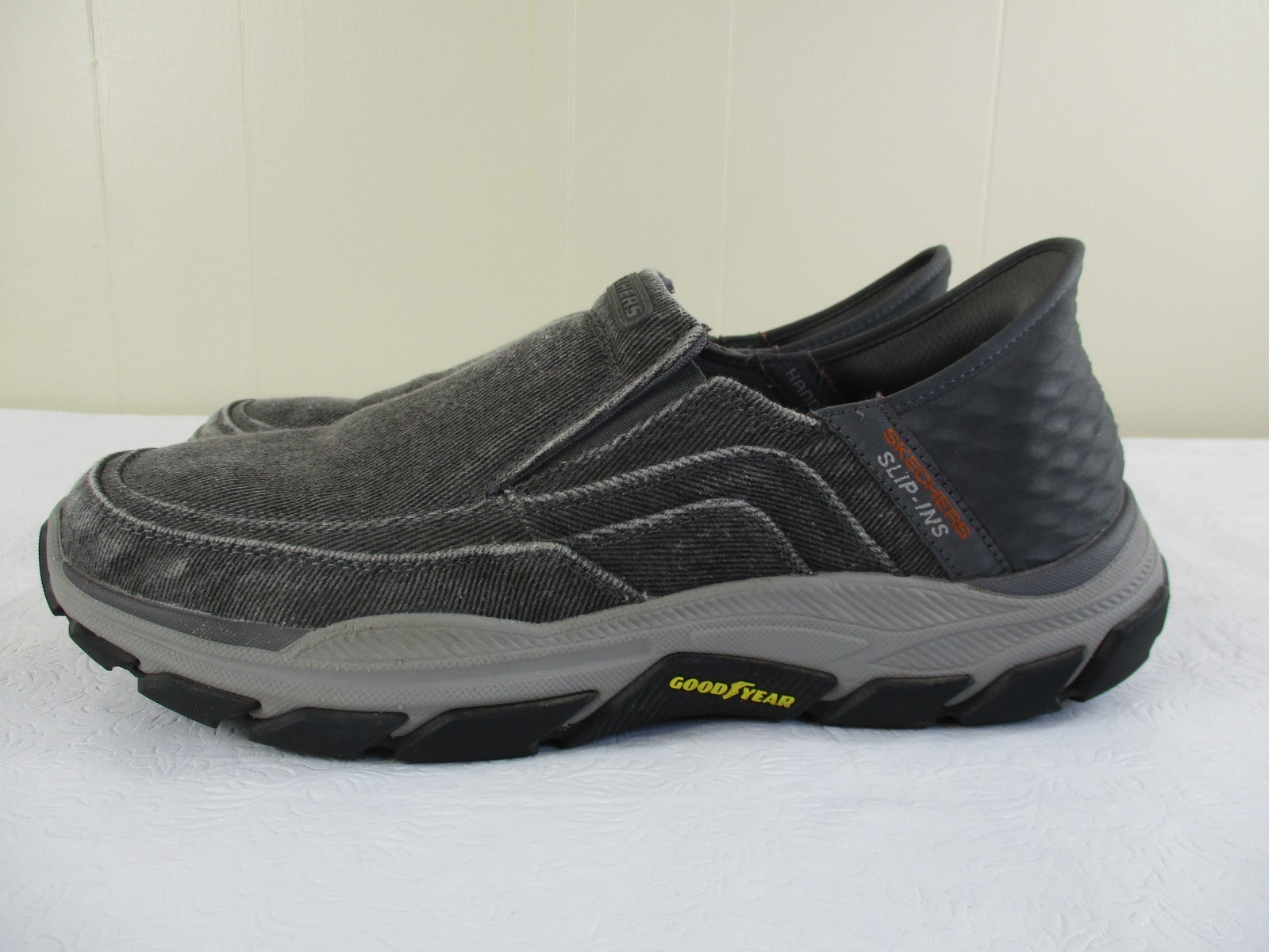 Skechers Slip-ins Men’s 12 Gray Canvas Shoes Respected Holmgren Extra Wide