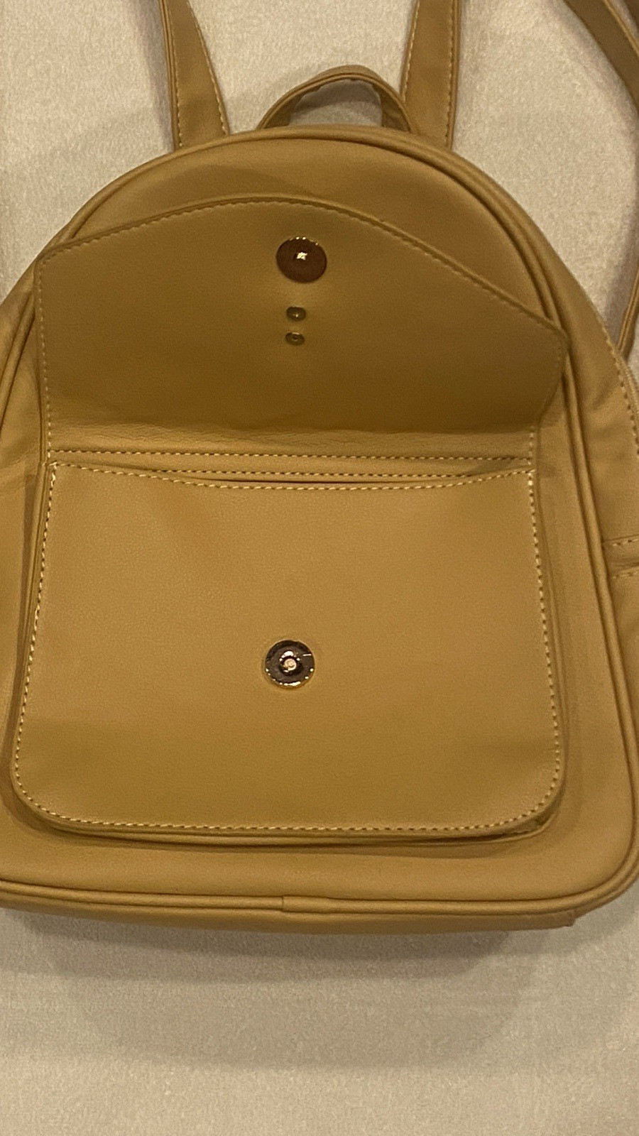 New! ECOSUSI Yellow Gold Backpack Purse & Matching Wristlet Wallet PU Leather