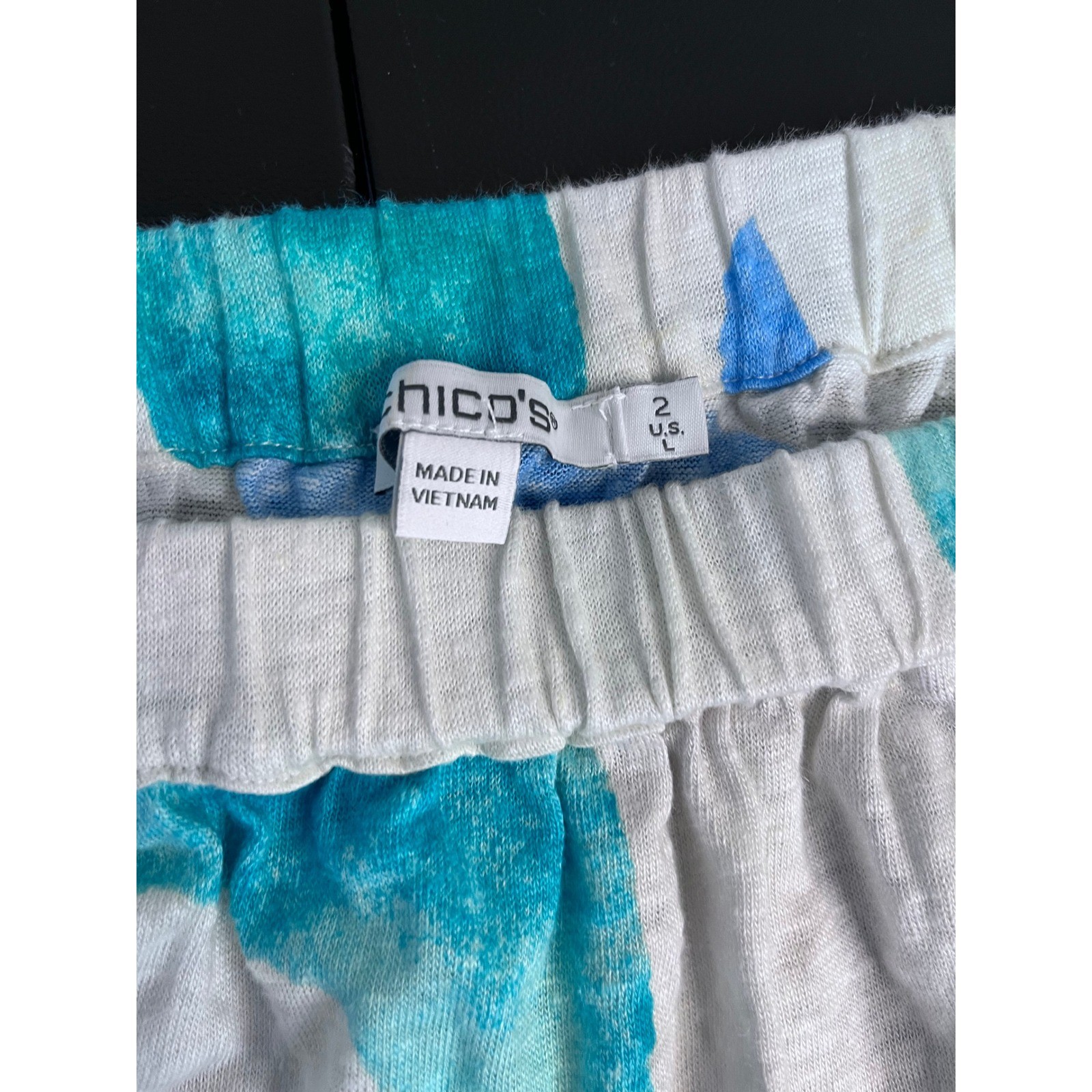 Chicos Off Shoulder Top Abstract Print Linen Blend Women 2 US L