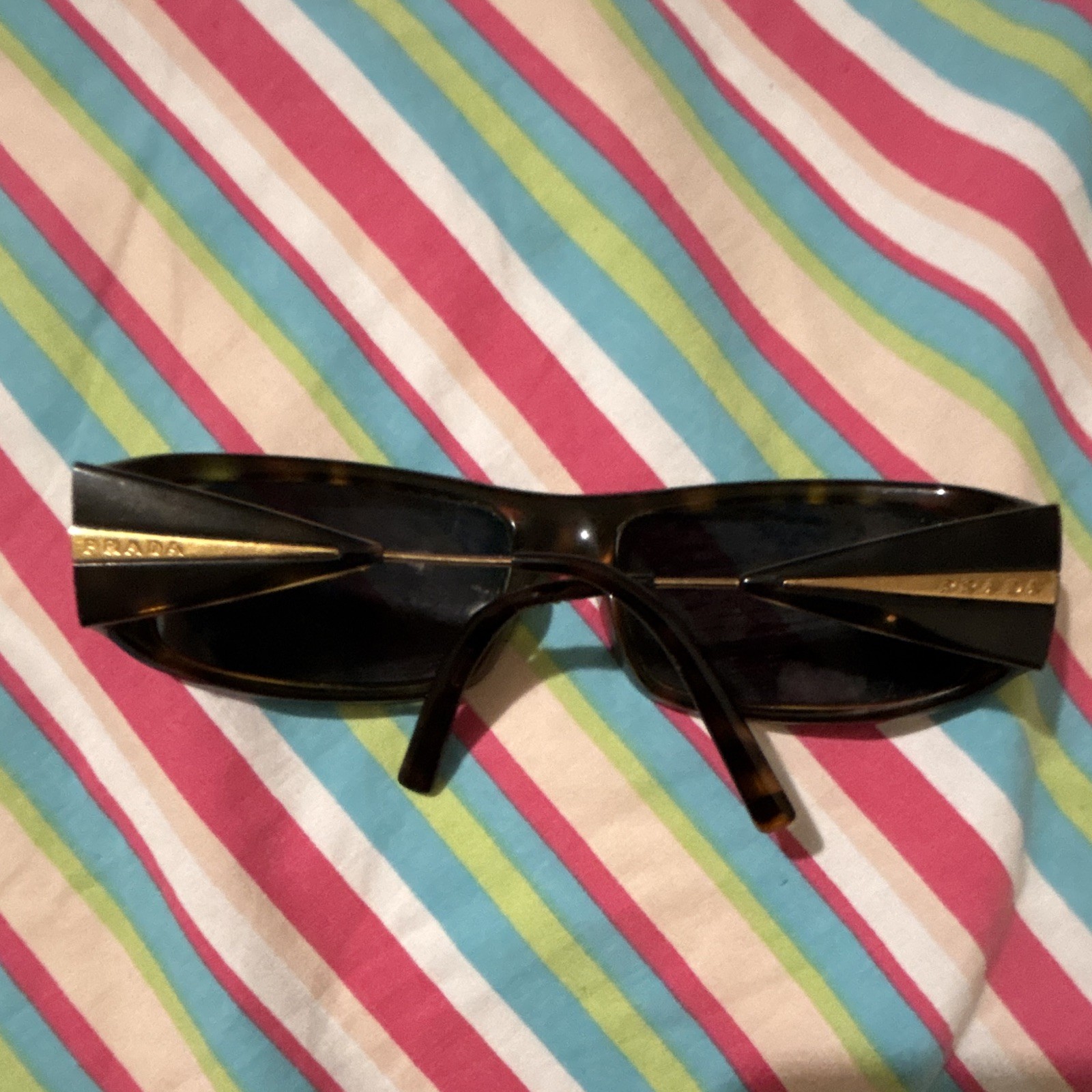 Vintage Prada spr08i wrap tortoise brown gold visor frame new nos 90s