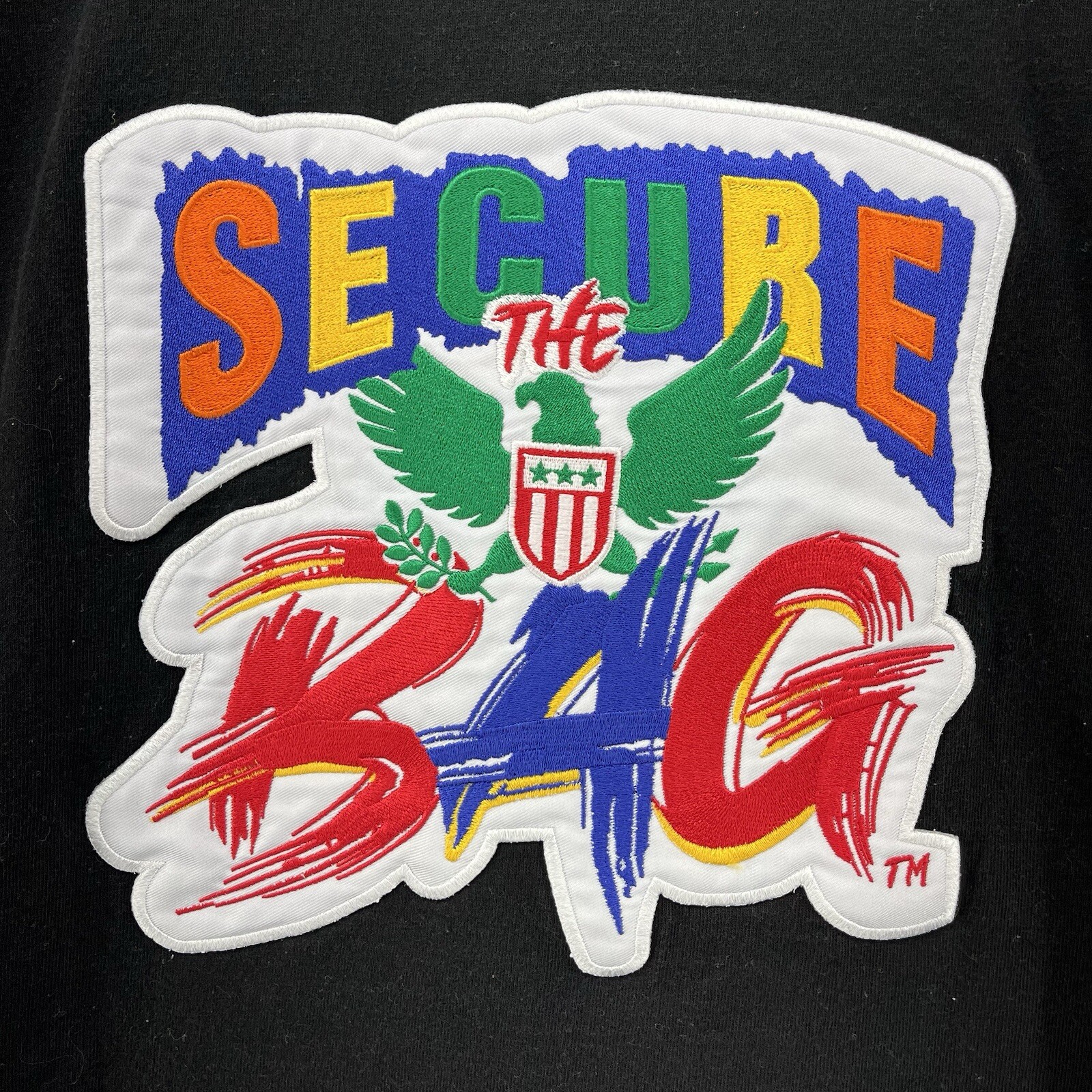 Shaka Wear Shirt Mens Small Black Secure The Bag Patch Super Max Heavy Cotton