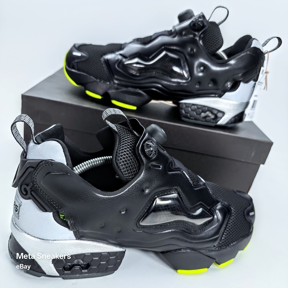 Reebok Aries InstaPump US 12 Men’s Black Silver Yellow Retro Fury 100208650 New