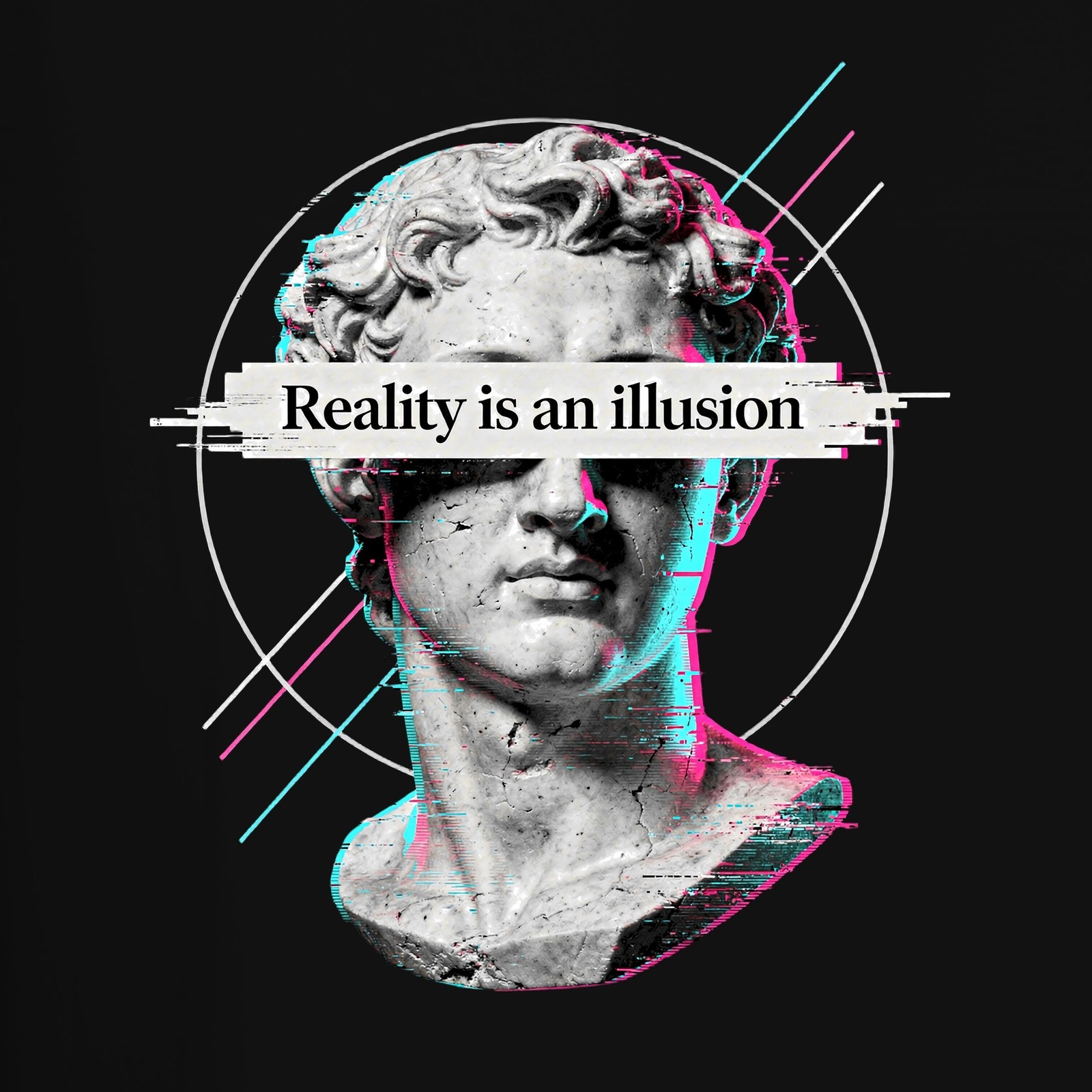 Reality is an illusion David Statue Glitch Art Vaporwave Aesthetic Men’s T-Shirt