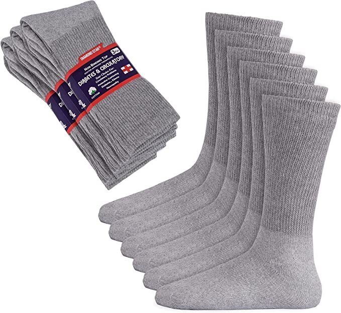 3 6 12 Pairs Men Women Circulatory Health Diabetic Crew Socks 9-11 10-13 13-15