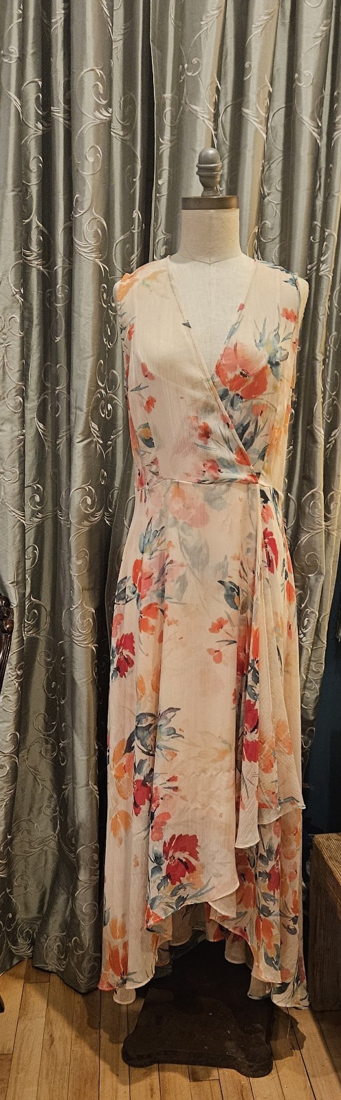 Ladies 12 Calvin Klein Couture Chiffon Floral Dress – vintage