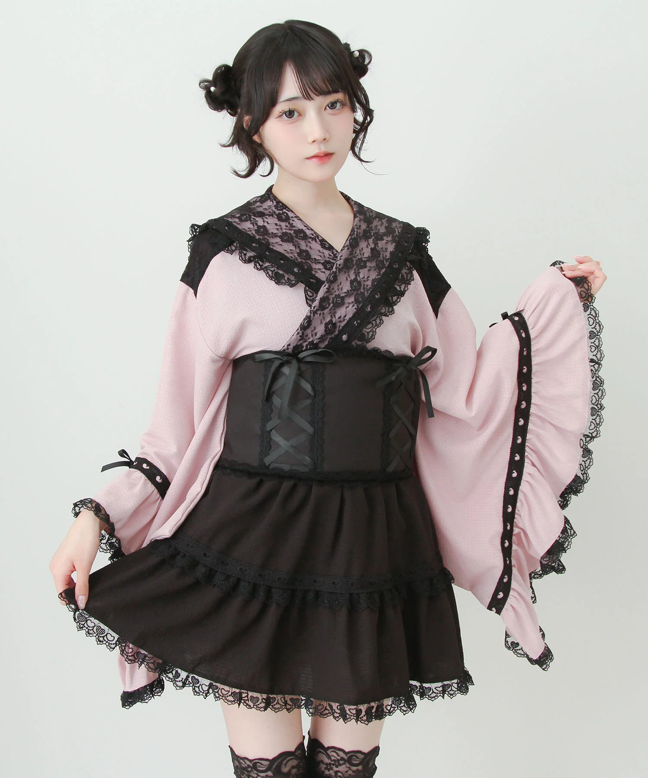 BULK BUY Heart Lace Ruffle Sailor Mini Yukata Jirai New