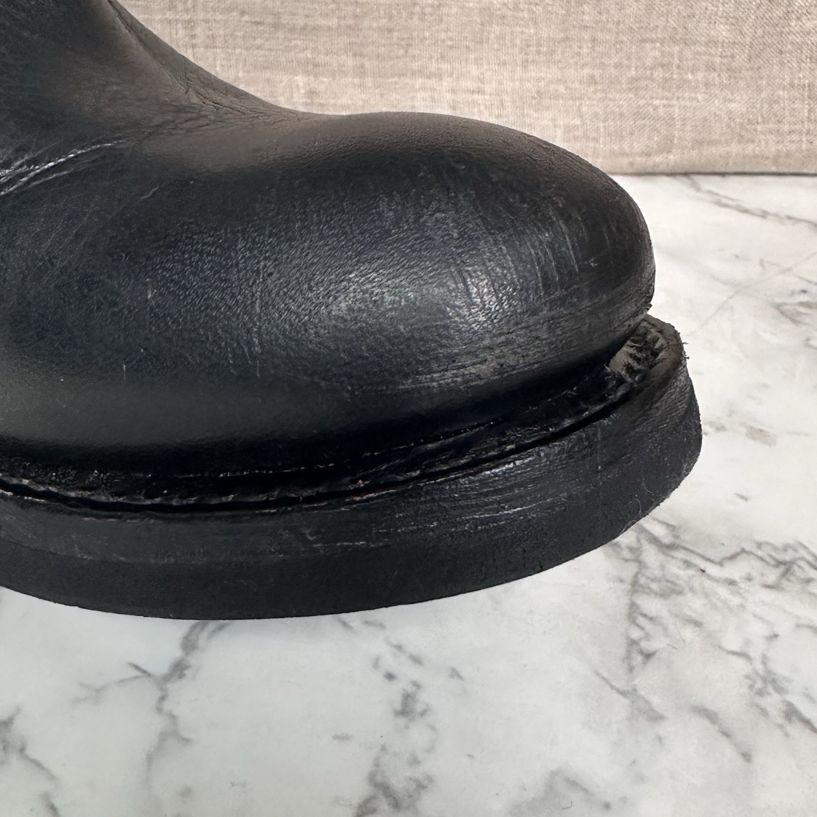 Ash Titanic Distressed Black Leather Ankle Boots Sz 6 Moto Biker Studs R-Stone