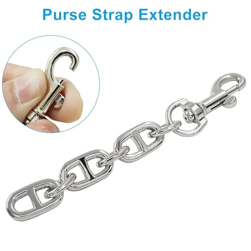2Pcs Purse Strap Extender, 4.7 Inch Bag Extender Chain, Metal Chain Silver