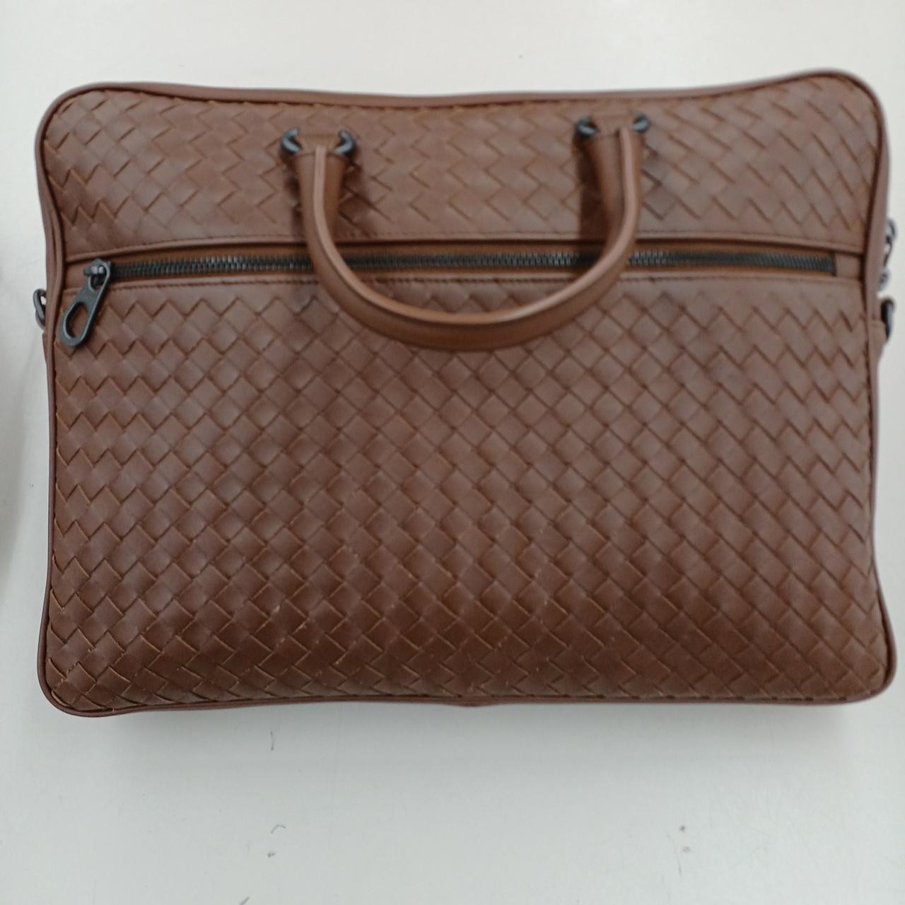 Bottega Veneta Intrecciato 2-Way Briefcase Leather Size Width 10.63in Brown 99