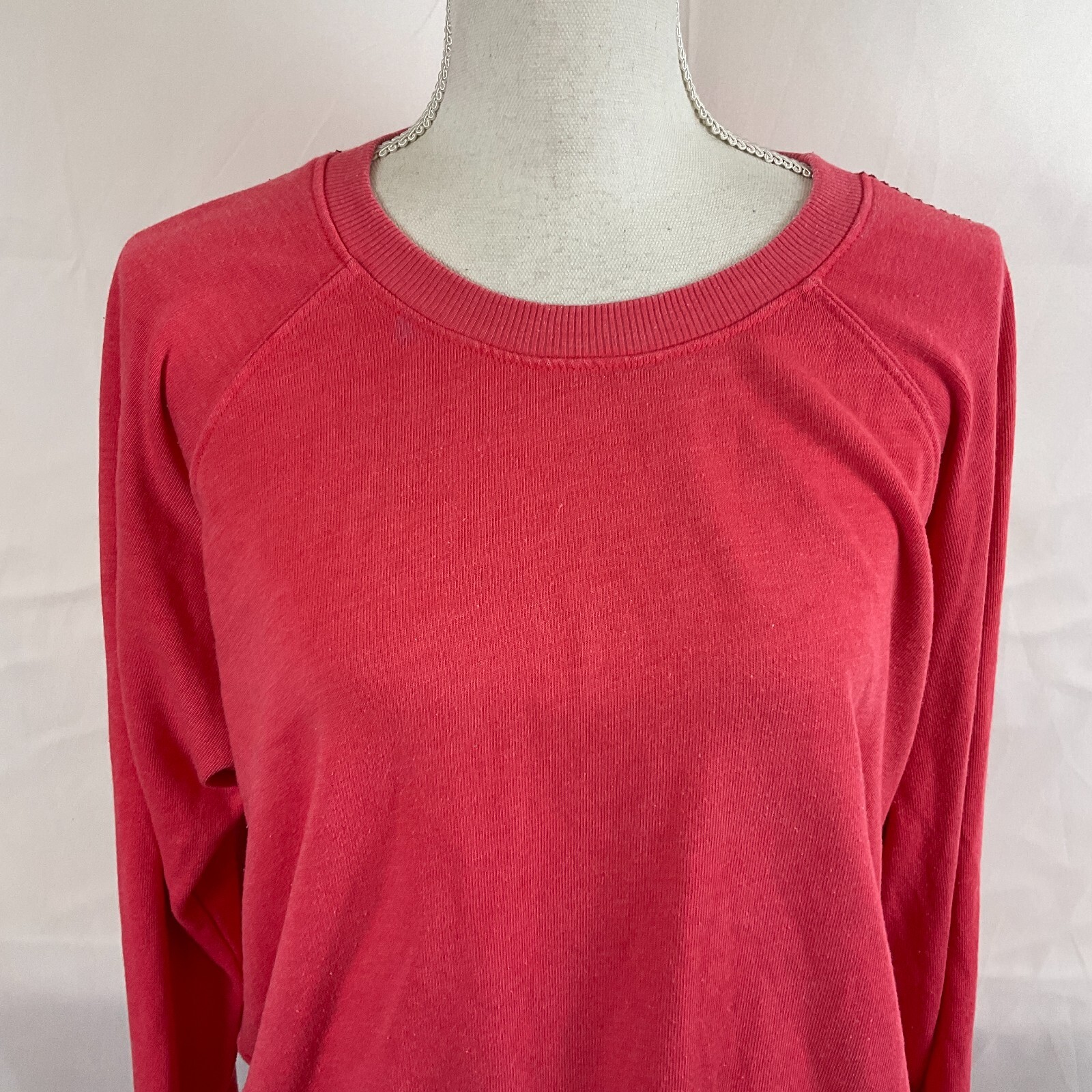 Sundry Sweatshirt Style Top 3 Salmon Pink Embroidered Stripes Long Sleeve US L