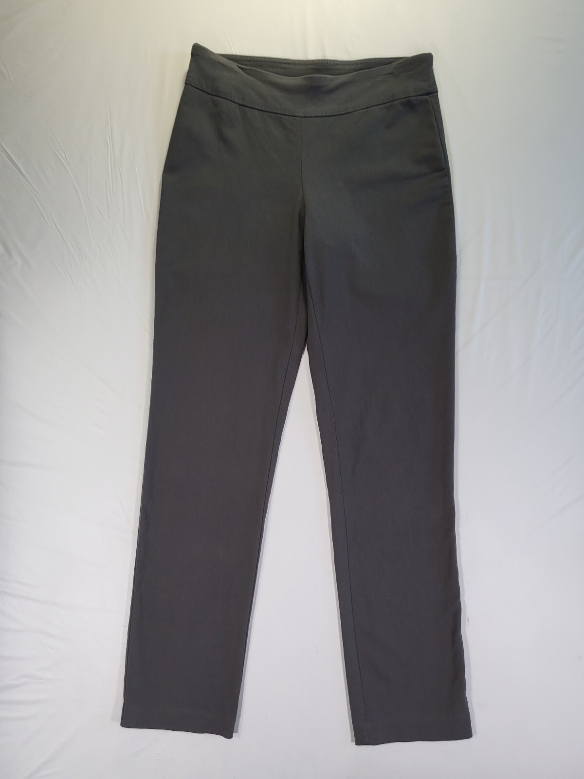 Roz & Ali Womens Pants Pull On Size 4 Stretch W/ Tummy Panel Gray (No Pockets)