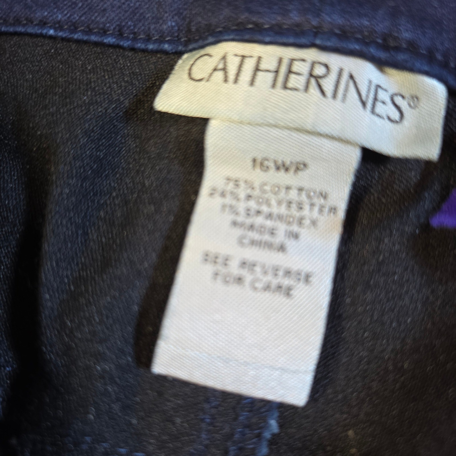 Catherines Navy Blue Sateen Stretch Capri Pants Petite 16WP Cropped Trousers