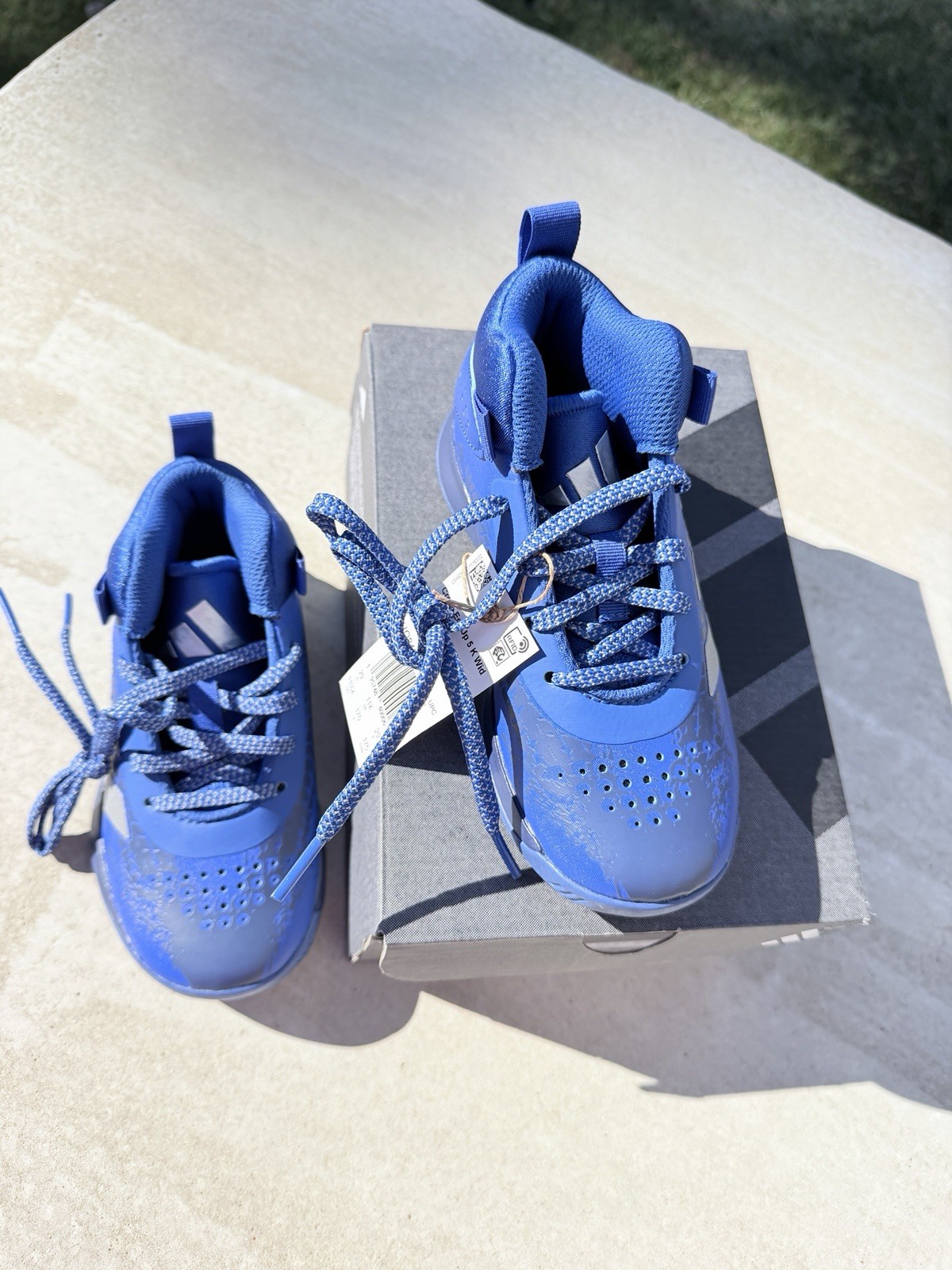 Adidas Size 11.5K Cross Em Up 5 Blue Wide Width Basketball Shoes NWT and Box