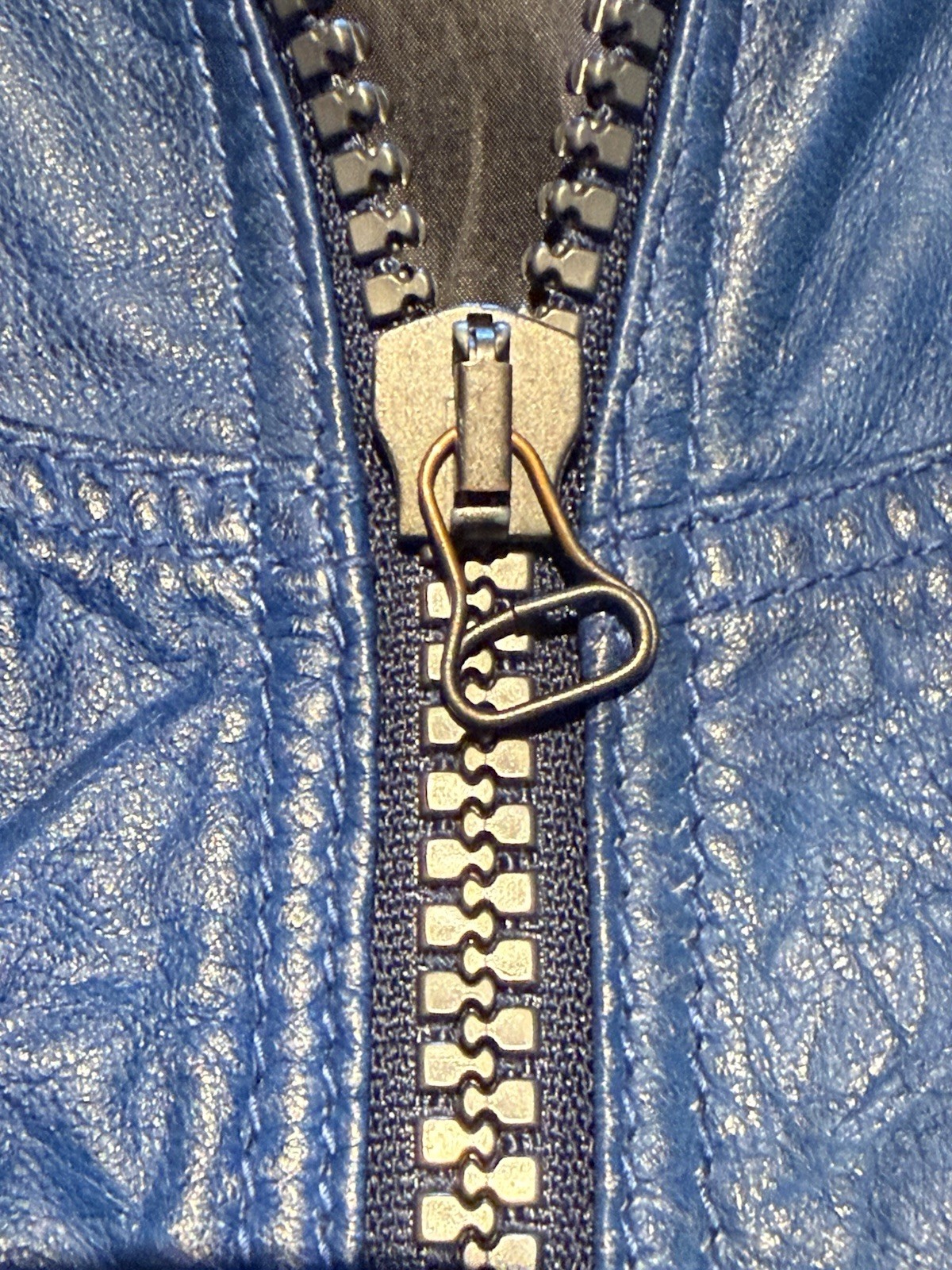 Blue Leather Jacket Strellson Racer Jacket XL Swiss Designer Lined Zip Up