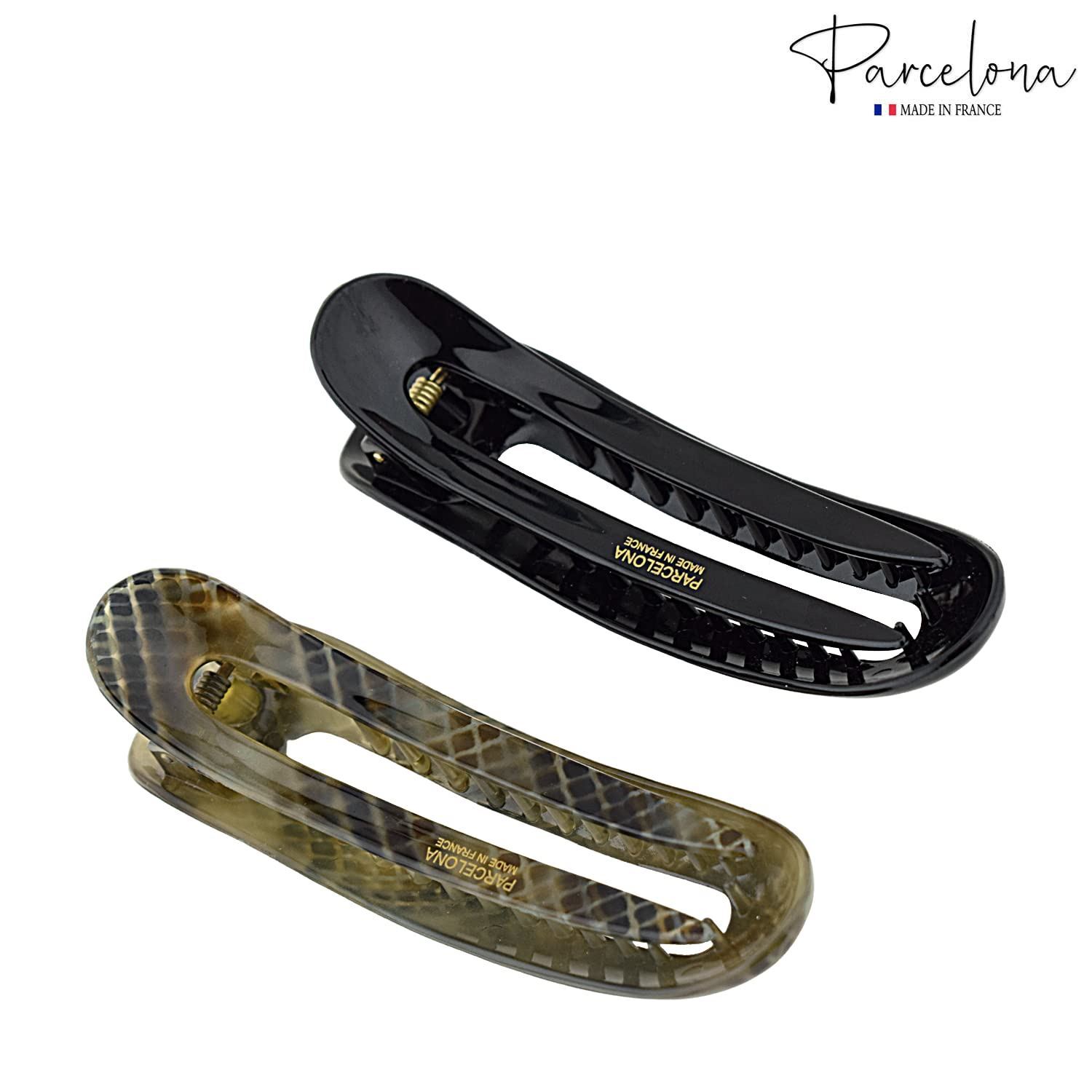 Parcelona French Oval Slider Large 4.75″ Celluloid Side Hair Claw Clips(2 Pcs)
