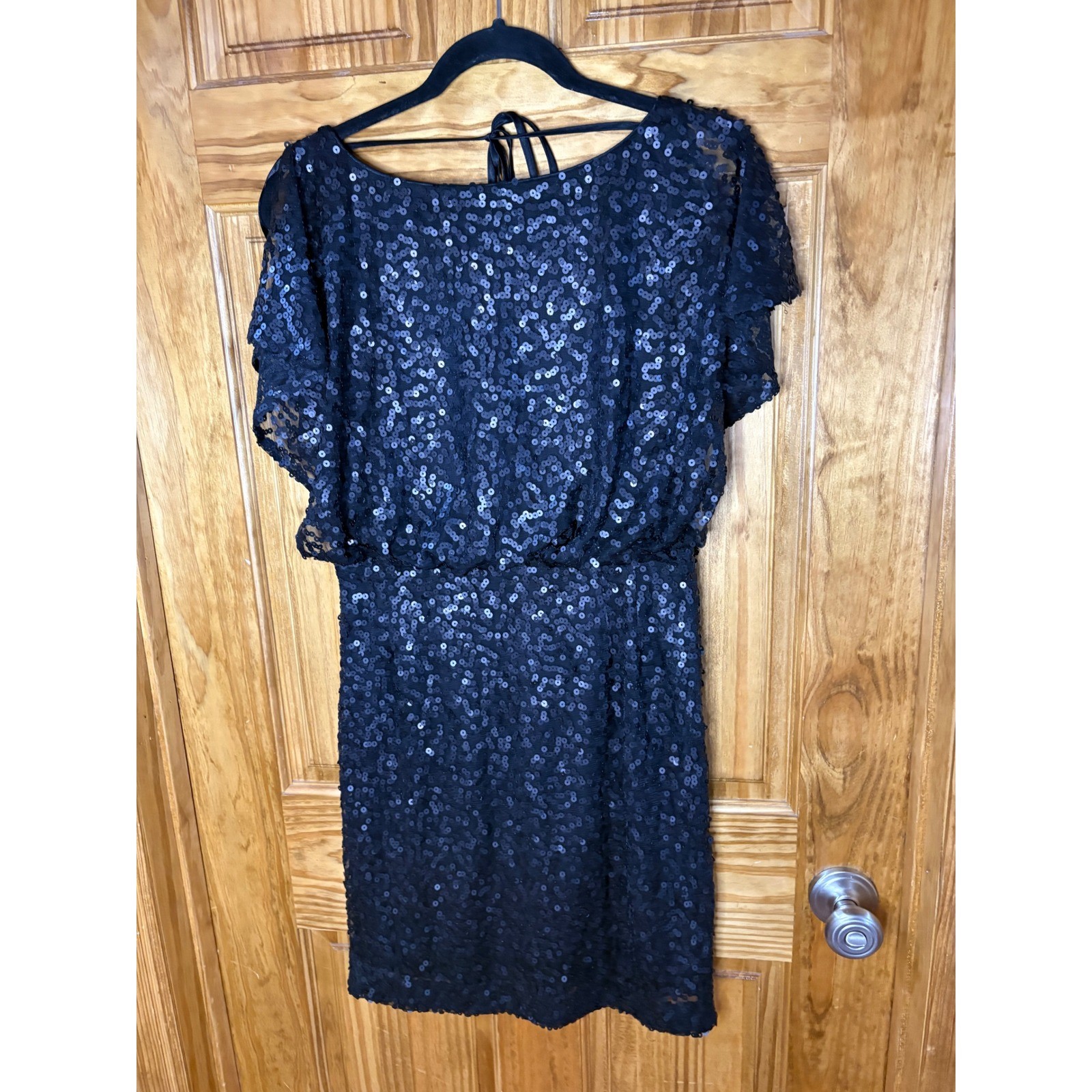 Jessica Simpson Womens Black Sequin Lace V-Back Cocktail Mini Dress JS1R5463 6